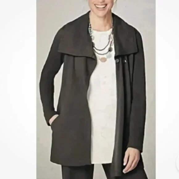 J. Jill Jackets & Blazers - J Jill Pure Jill Organic Cotton Knit Jersey Jacket Asymmetric Moto Collar Sz MP